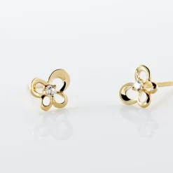 Histoire d'Or Boucles D'oreilles Puces Eleanor Fleur Or Jaune Oxyde De Zirconium