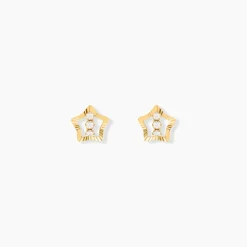 Boucles D'oreilles Puces Elais Etoile 5 Or Jaune Oxyde-Histoire d'Or Best