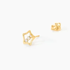 Boucles D'oreilles Puces Elais Etoile 5 Or Jaune Oxyde-Histoire d'Or Best