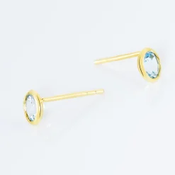 Histoire d'Or Boucles D'oreilles Puces Edy Serti Clos Or Jaune Topaze