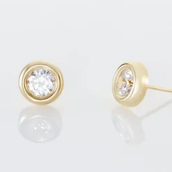 Boucles D'oreilles Puces Eden Serti Pneu Or Jaune Oxyde De Zirconium-Histoire d'Or Outlet