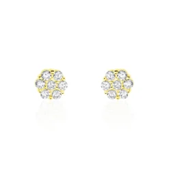 Histoire d'Or Boucles D'oreilles Puces Eleanor Fleur Or Jaune Oxyde De Zirconium