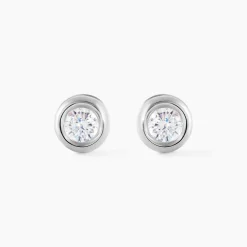 Histoire d'Or Boucles D'oreilles Puces Eden Serti Pneu Or Blanc Oxyde De Zirconium