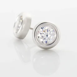 Histoire d'Or Boucles D'oreilles Puces Eden Serti Pneu Or Blanc Oxyde De Zirconium