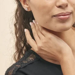 Histoire d'Or Boucles D'oreilles Puces Eden Serti Pneu Or Blanc Oxyde De Zirconium