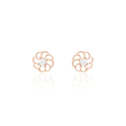 Histoire d'Or Boucles D'oreilles Puces Eleanor Fleur Or Rose Oxyde De Zirconium