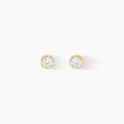 Boucles D'oreilles Puces Elda Serti Clos Or Jaune Oxyde De Zirconium-Histoire d'Or New