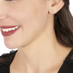 Boucles D'oreilles Puces Eleanor Fleur Or Jaune Oxyde De Zirconium-Histoire d'Or Clearance