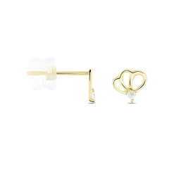 Boucles D'oreilles Puces Eleanor Fleur Or Jaune Oxyde De Zirconium-Histoire d'Or Online