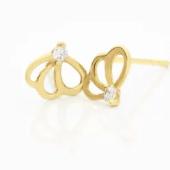 Boucles D'oreilles Puces Eleanor Fleur Or Jaune Oxyde De Zirconium-Histoire d'Or Online