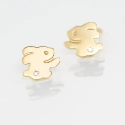 Boucles D'oreilles Puces Elioussa Lapin Or Jaune Oxyde De Zirconium-Histoire d'Or Clearance
