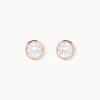 Histoire d'Or Boucles D'oreilles Puces Elda Serti Clos Or Rose Oxyde De Zirconium