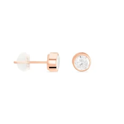 Histoire d'Or Boucles D'oreilles Puces Elda Serti Clos Or Rose Oxyde De Zirconium