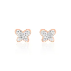 Boucles D'oreilles Puces Evaelle Papillon 0 Or Rose Strass-Histoire d'Or Sale