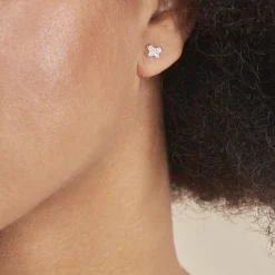 Boucles D'oreilles Puces Evaelle Papillon 0 Or Rose Strass-Histoire d'Or Sale