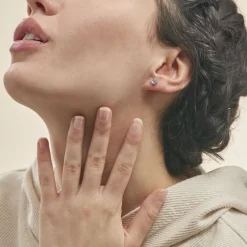 Histoire d'Or Boucles D'oreilles Puces Eva Or Blanc Topaze Et Oxyde De Zirconium