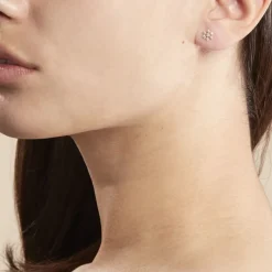 Boucles D'oreilles Puces Eileen Flocon Or Jaune Oxyde De Zirconium-Histoire d'Or New