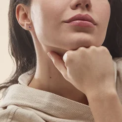 Boucles D'oreilles Puces Edy Serti Clos Or Blanc Amethyste-Histoire d'Or Hot