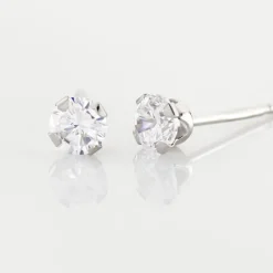 Boucles D'oreilles Puces Eddie Or Blanc Oxyde De Zirconium-Histoire d'Or