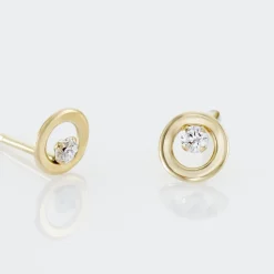 Boucles D'oreilles Puces Edmee Cercle Or Jaune Oxyde De Zirconium-Histoire d'Or Online