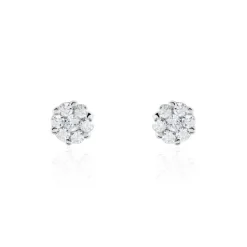 Boucles D'oreilles Puces Eleanor Fleur Or Blanc Oxyde De Zirconium-Histoire d'Or Discount