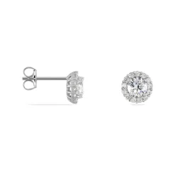 Histoire d'Or Boucles D'oreilles Puces Eternite Argent Blanc Oxyde De Zirconium