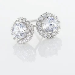 Histoire d'Or Boucles D'oreilles Puces Eternite Argent Blanc Oxyde De Zirconium