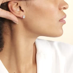 Histoire d'Or Boucles D'oreilles Puces Eternite Argent Blanc Oxyde De Zirconium