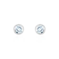 Boucles D'oreilles Puces Edy Serti Clos Or Blanc Topaze-Histoire d'Or Outlet