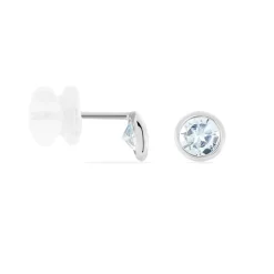 Boucles D'oreilles Puces Edy Serti Clos Or Blanc Topaze-Histoire d'Or Outlet