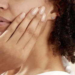 Boucles D'oreilles Puces Edy Serti Clos Or Blanc Topaze-Histoire d'Or Outlet