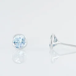 Histoire d'Or Boucles D'oreilles Puces Edy Serti Clos Or Blanc Topaze