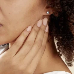 Histoire d'Or Boucles D'oreilles Puces Edy Serti Clos Or Blanc Topaze