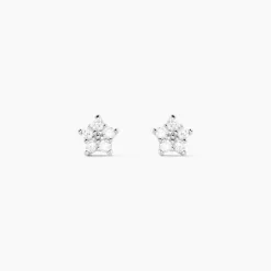 Boucles D'oreilles Puces Elais Etoile Or Blanc Oxyde De Zirconium-Histoire d'Or Clearance