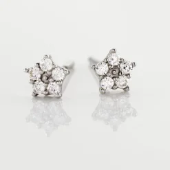 Boucles D'oreilles Puces Elais Etoile Or Blanc Oxyde De Zirconium-Histoire d'Or Clearance