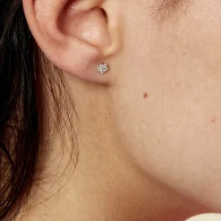 Boucles D'oreilles Puces Elais Etoile Or Blanc Oxyde De Zirconium-Histoire d'Or Clearance