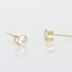 Boucles D'oreilles Puces Elda Serti Clos Or Jaune Oxyde De Zirconium-Histoire d'Or Discount