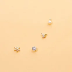 Histoire d'Or Boucles D'oreilles Puces Eddie Or Blanc Oxyde De Zirconium