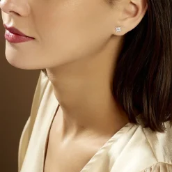 Histoire d'Or Boucles D'oreilles Puces Eclat Argent Blanc Oxyde De Zirconium