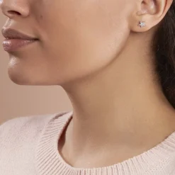 Histoire d'Or Boucles D'oreilles Puces Eden Or Blanc Oxyde De Zirconium