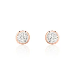 Histoire d'Or Boucles D'oreilles Puces Edmee Cercle 0 Or Rose Strass