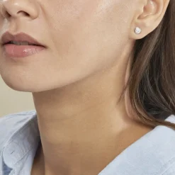 Histoire d'Or Boucles D'oreilles Puces Edmee Cercle 0 Or Rose Strass