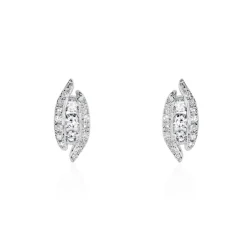 Boucles D'oreilles Puces Eternite Or Blanc Diamant-Histoire d'Or Sale