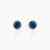 Histoire d'Or Boucles D'oreilles Puces Edy Serti Clos Or Blanc Saphir