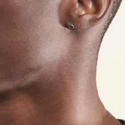 Histoire d'Or Boucles D'oreilles Puces Edy Serti Clos Or Blanc Saphir