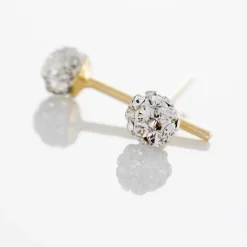 Boucles D'oreilles Puces Fidelia Boule Or Jaune Boules Cristal-Histoire d'Or