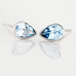 Boucles D'oreilles Puces Fassia Or Blanc Topaze-Histoire d'Or