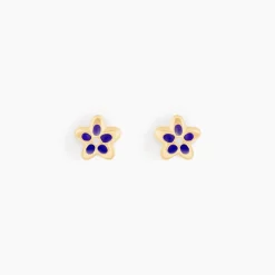 Histoire d'Or Boucles D'oreilles Puces Fleur Email Or Jaune