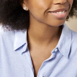 Boucles D'oreilles Puces Fidjy Argent Blanc Oxyde De Zirconium-Histoire d'Or Hot