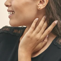 Histoire d'Or Boucles D'oreilles Puces Fidelia Boule Sablee Or Jaune